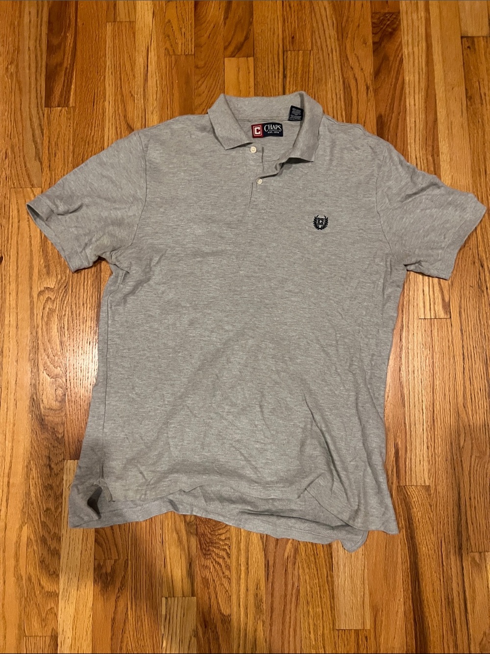Chaps Light Gray Short-Sleeve Polo with Crest Logo